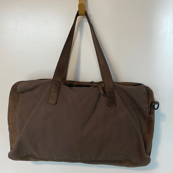 Allsaints Brown leather/canvas weekender - Picture 10 of 11